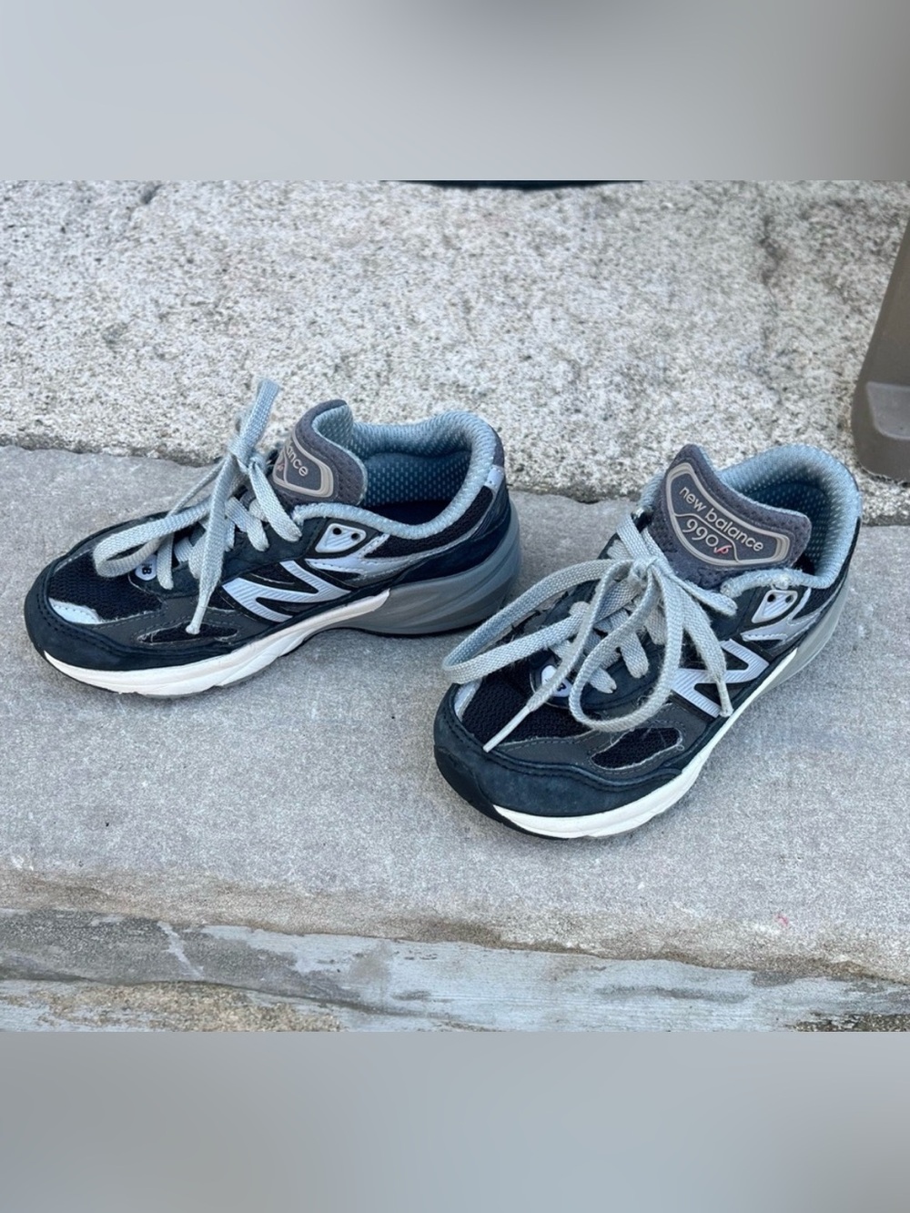 New Balance Kids Black and Gray 990 Sneakers